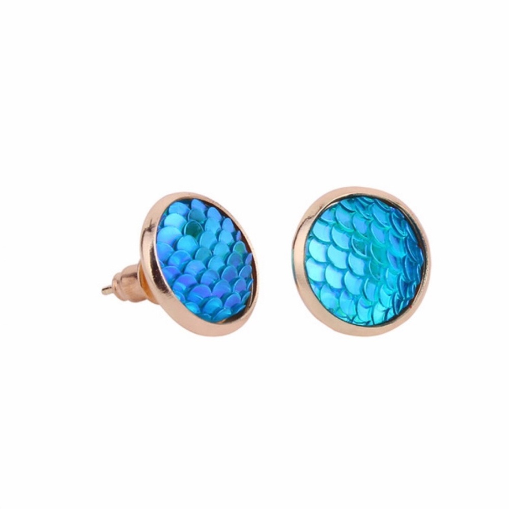 Blue Iridescent Mermaid Tail Earrings